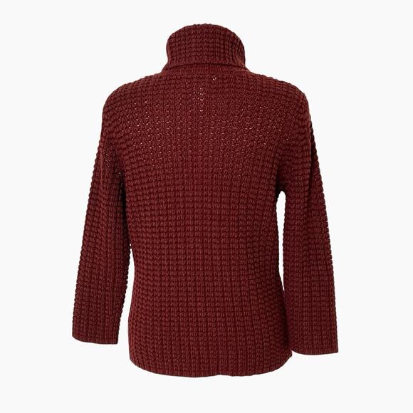 Rena Rowan Turtleneck Sweater Womens Large Thick Waffle Knit Burgundy Cozy Vtg - Picture 2 of 6
